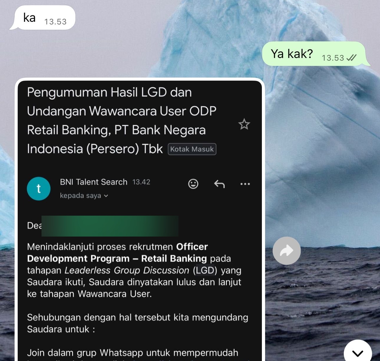 Testimoni klien Halolearn, Lulus LGD, lanjut Wawancara User ODP BNI.