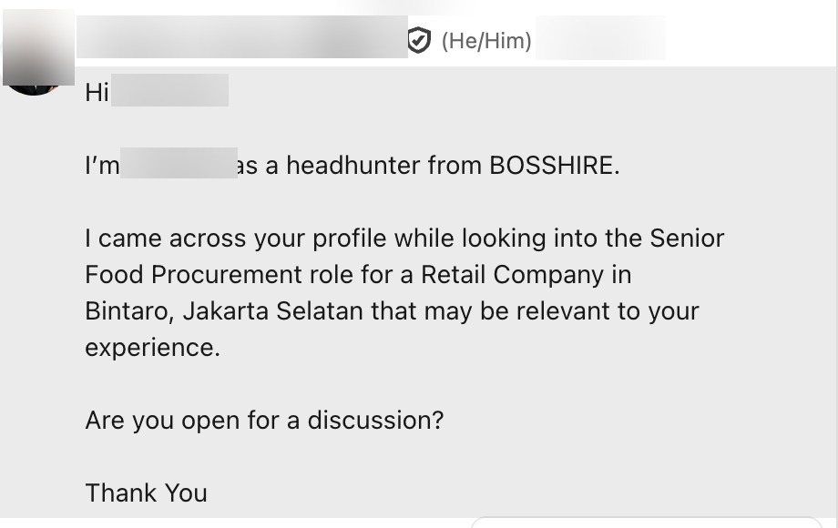 Dua headhunter menyamperin duluan, klien tidak melamar sama sekali.